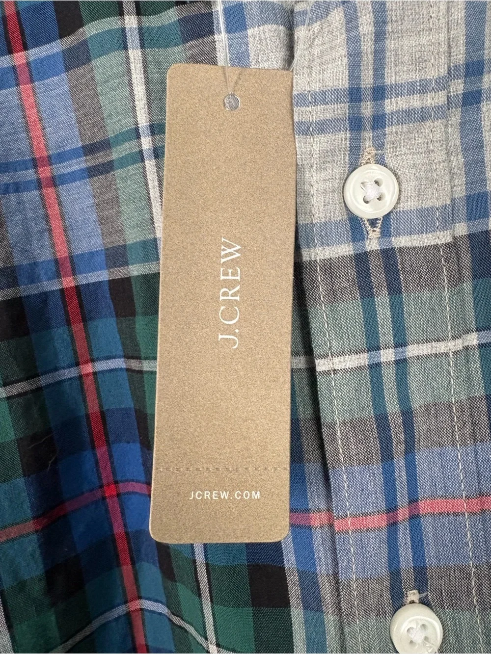 J Crew Classic fit NWT Shirt Sz Large Preppy Multicolored Tartan Plaid lt weight